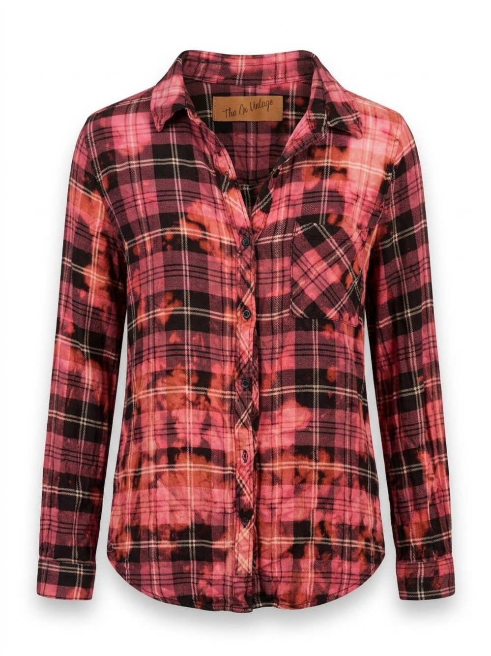 The NU VINTAGE / Women's Pink Plaid Button-Down Shirt/ NWOT / S/ Ptp-19”